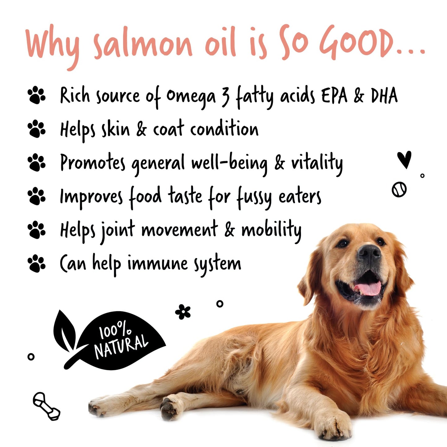 Bugalugs Scottish Salmon Oil For Dogs & Cats, Dog Supplement Support for Skin And Coat, Itchy Skin & Moulting, Omega 3 Fish Oil (Salmon, 500ml)
