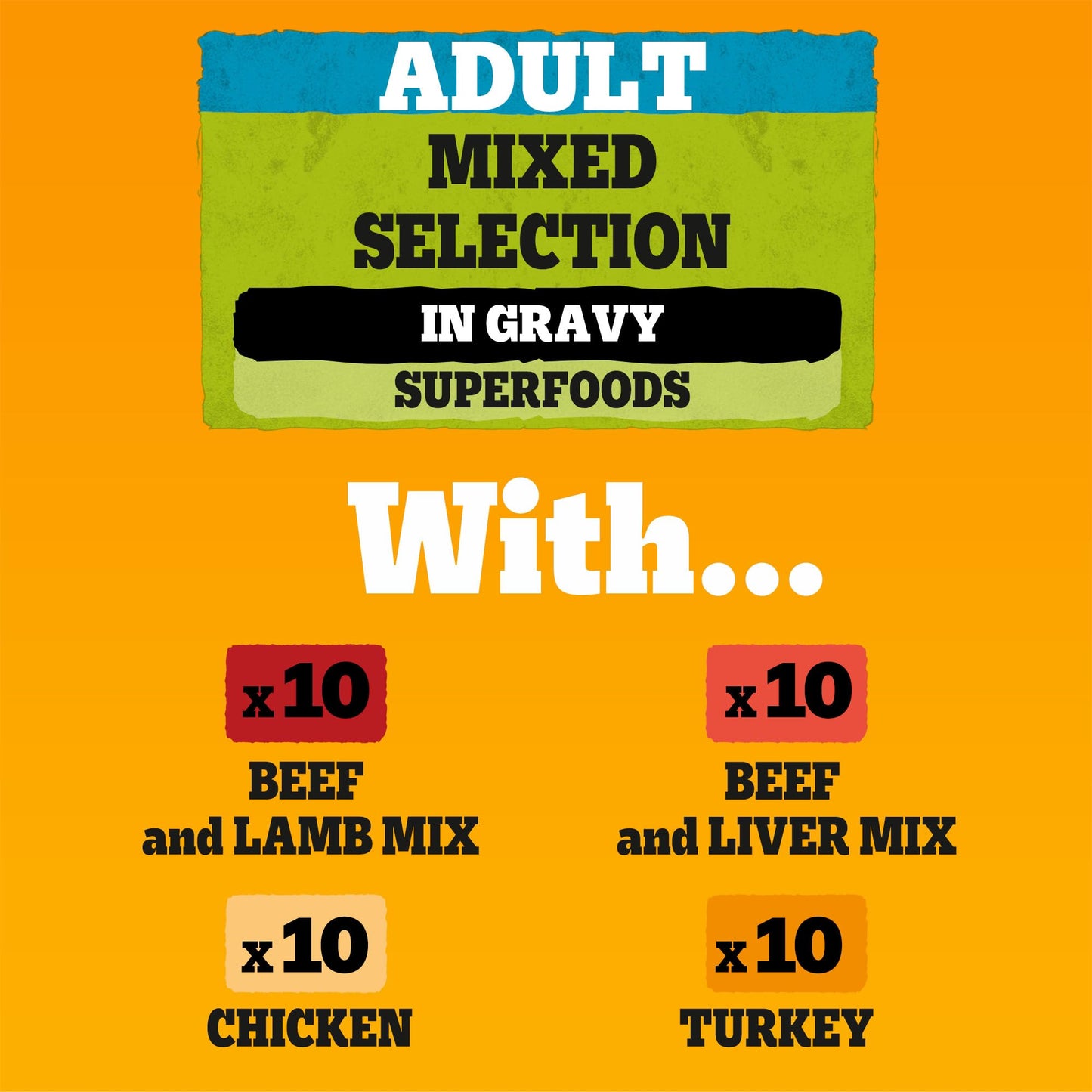 Pedigree Adult Dog Wet Food Pouch Mixed Selection in Gravy, 40x100g