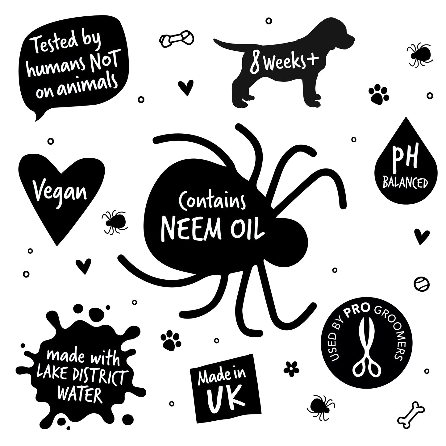 Flea and Tick Dog Shampoo by Bugalugs, Works on Smelly Puppies & Dogs, Contains Neem Oil PH Balanced Vegan Used by Professional Groom (Shampoo 500ml)