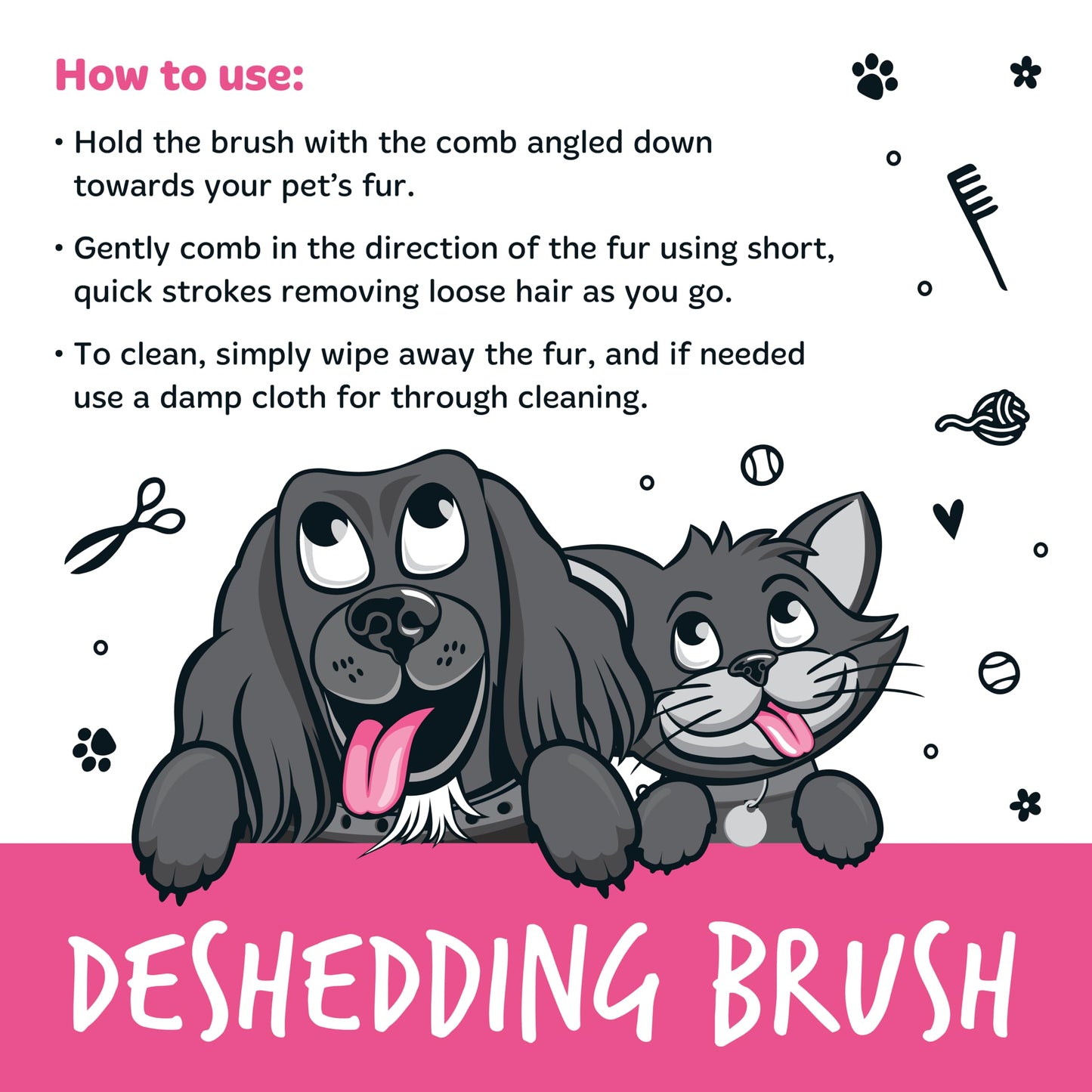 Bugalugs Deshedding Brush for Dogs, Cats, Horses - Pet Grooming Tool that is Gentle & Effective With Wide Shallow Comb, Smooth Groomer for Dog, Cat and Horse